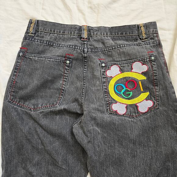 Vintage Coogi Jeans Size 36x34 Black Wash Embroidered Denim Y2K Baggy Fit - Picture 1 of 13